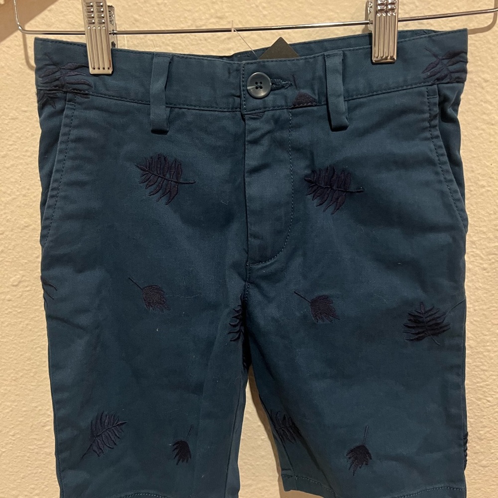 Nordstrom Teal Leaf Embroidered Shorts